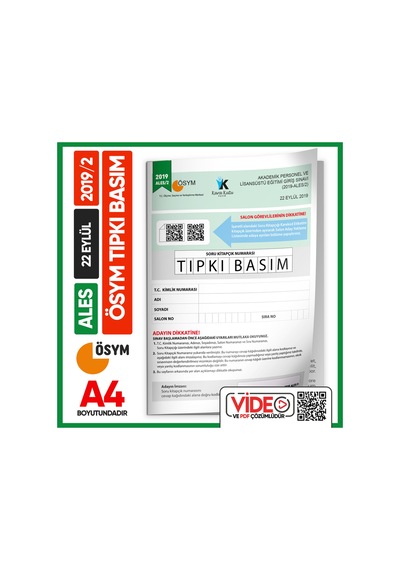 ALES 2019/2 Eylül ÖSYM Tıpkı Basım Çıkmış Soru Deneme Kitapçığı Video/PDF Çözümlü Türkiye Geneli