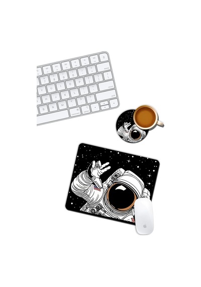Astronot Ve Uzay Temalı Mouse Pad Ve Bardak Altlığı Set