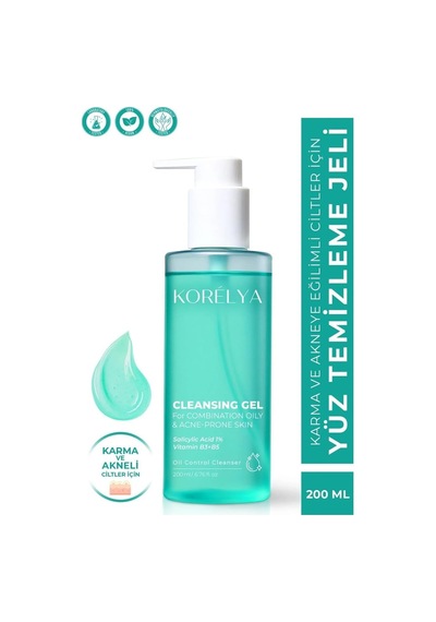 Karma, Yağlı Ve Akne Eğilimli Ciltler Sivilce, Siyah Nokta Karşıtı Yüz Temizleme Jeli 200 Ml