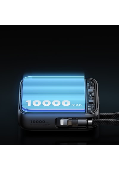 Mcdodo Mc-2550 10000mah 22.5w Dahili Kablolu Mini Powerbank Siyah