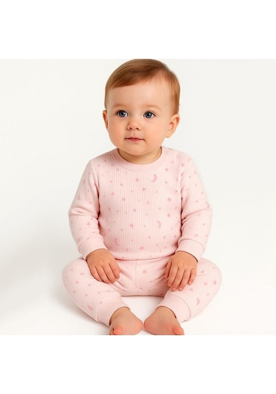 Sebi Bebe Prime Ay Yıldız Pijama Takımı 9156 Pembe