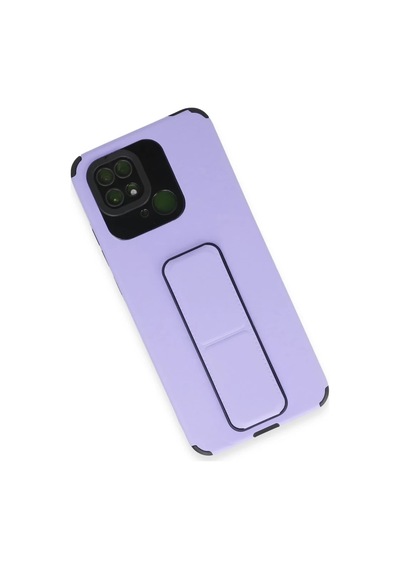 Xiaomi Redmi 10c Uyumlu Kılıf Mega Standlı Silikon - Lila