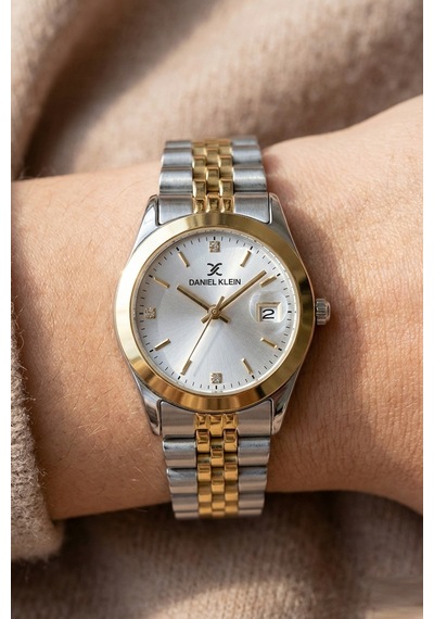 Daniel Klein 8682308449825 Bicolor Çelik Kordonlu Takvimli Sevgili Çift Kol Saatleri Altın