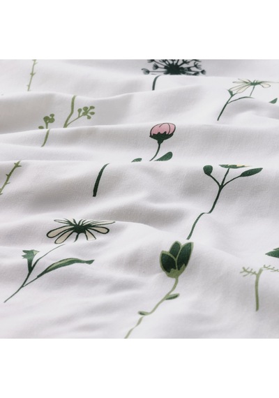 Ikea Nattslanda Tek Kişilik Nevresim Takımı 150 X 200 Cm Beyaz - Yeşil - Kırmızı Çok Renkli