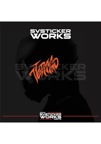 Vertigo Yazılı Kask Sticker Tüm Kasklar Uyumlu Tek Yön 1 Adet Turuncu