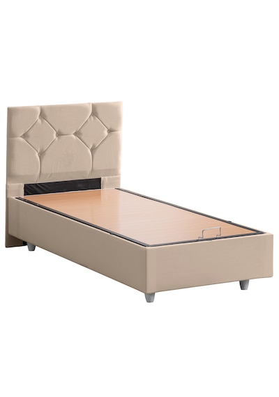 Glamis Tek Kişilik Baza Başlık Letto Yatak Seti - Bej 120 x 200