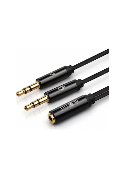 1 Dişi 2 Erkek 3.5mm Aux Kulaklık Ve Mikrofon Ses Ayırıcı Kablo - 1x 3.5mm Dişi To Erkek 2x 3.5mm Siyah