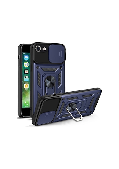 Kvy Apple Uyumlu iPhone 8 Kılıf Ultra Korumalı Yüzüklü Manyetik Sürgülü Vega Kapak