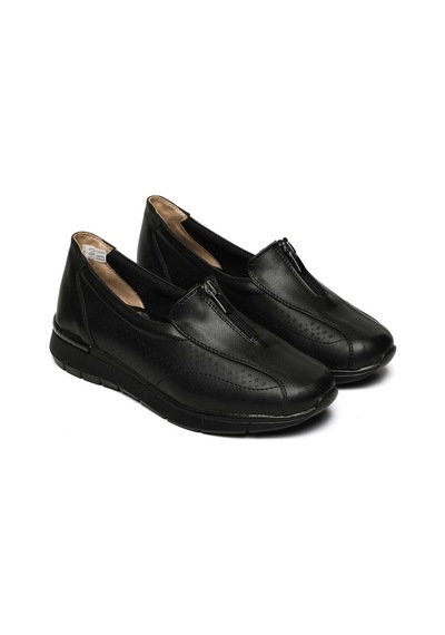 Bestello Bağcıksız Fermuar Detaylı Poli Taban Comfort 018-f226 Kadın Ayakkabı Siyah