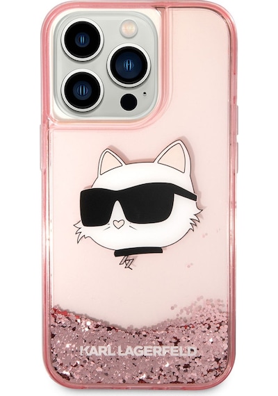 Apple Uyumlu iPhone 14 Pro Max  Kılıf Sıvılı Simli Choupette Head Dizayn Kapak