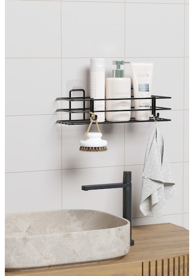 Zabata Yapışkanlı Banyo Rafı Duş Şampuanlık Duvar Düzenleyici Organizer 1 Adet Siyah