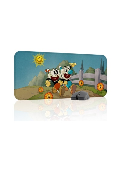 Cuphead Kaymaz Dikişli Kauçuk Oyuncu Mousepad V4 - 70x30 Xl Gaming Mouse Pad Fare Altlığı