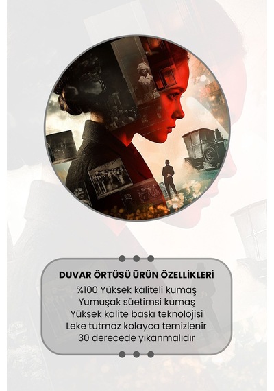 Geçmişin İzleri Desenli Duvar Halısı Duvar Örtüsü Tapestry Süet Dokulu Kumaş