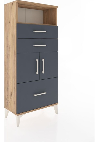 Hyperion Dolap 2 Raflı 3 Çekmeceli 2 Kapaklı 60x44x134 Çam-an... Çam