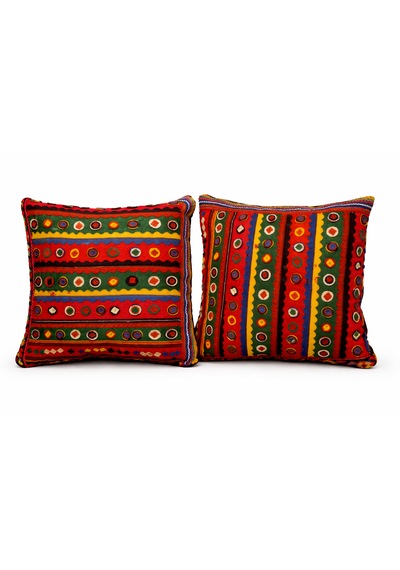 2 Li Set Antika Kilim Kumaş Boho Dekoratif Kırlent Yastık Seti ,2 Li İçi Dolgulu Etnik Otantik El Yapımı Rengarenk