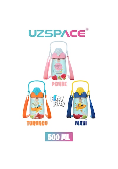 Uzspace Pipetli 500 Ml Boyun Askılı Tritan Çocuk Su Matarası -kutulu- Ffuz2201500 001