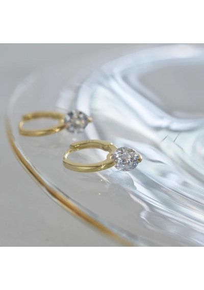 Tek Taş Halka Gold Küpe Şıklığı Ve Zarafeti Bir Arada