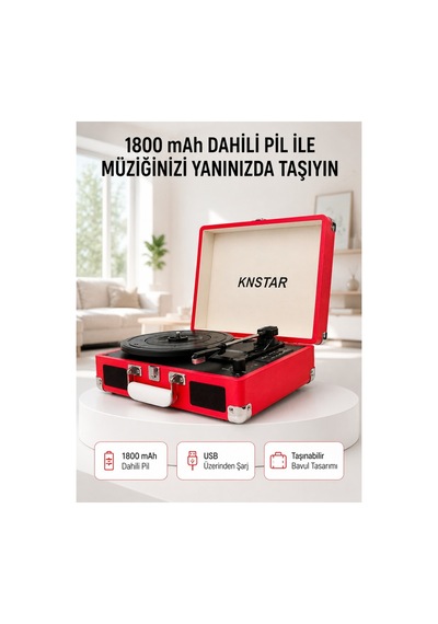 8753tknd Retro Bavul Pikap Dahili Hoparlörlü Aux Usb Sd Kart Ve Bluetooth Bağlantılı Taşınabilir Tas Çok Renkli