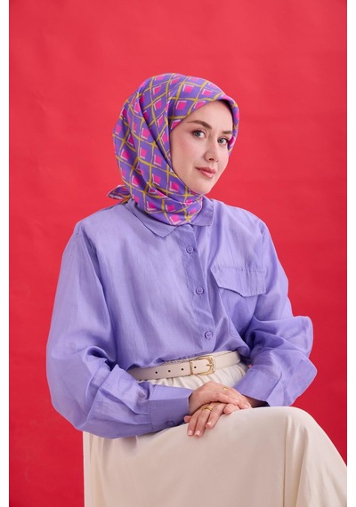 Silk Home Twill İpek Eşarp 11474 - 90 X 90 / Mor,pembe,çağla - 09 Mor,pembe,çağla - 09