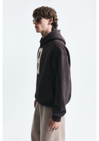 Vamos Numara Baskılı Oversize Sweatshirt Kahve