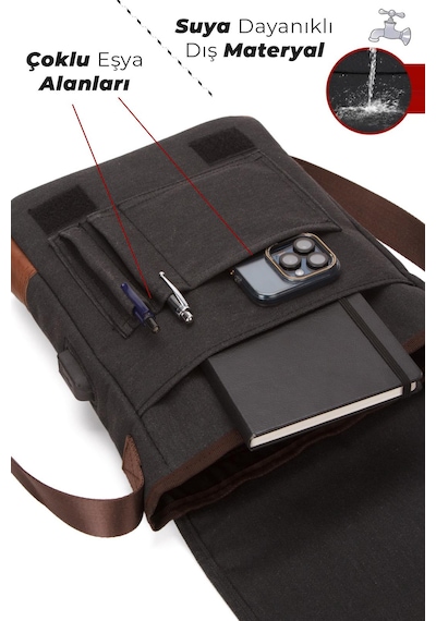 Newish Polo Kanvas Kumaş Kolej Erkek Postacı Çanta new262 Siyah