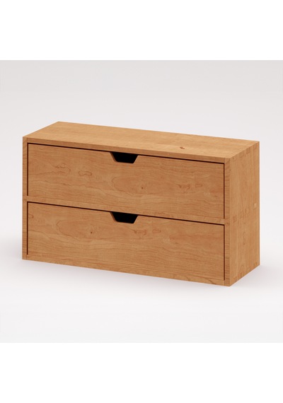 Desna İki Katlı İki Çekmeceli Mini Dolap 34 Cm Uzunluk X 12.1 Cm Genişlik X 18.4 Cm Woodsaka Doğal Ahşap