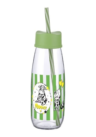 Hayvan Figürlü Pipetli Su Ve Süt Şişesi Cam 500 Ml Renkli
