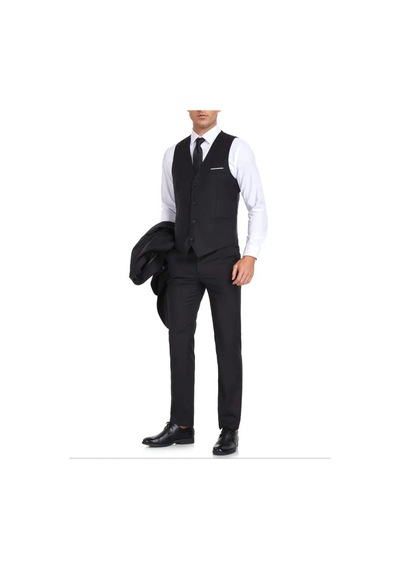 Suitmen Erkek Lacivert Silim Fitt Yelekli Takım Elbise Bgl-st04304 Siyah