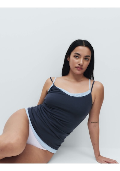 Marks & Spencer 3'lü Pamuk Karışımlı İnce Askılı Atlet T32004532 Mavi