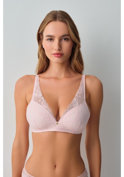 Suwen Floral Soft Dantelli Balensiz Yarı Destekli Bralet Sütyen Wsl10110192077 Pembe