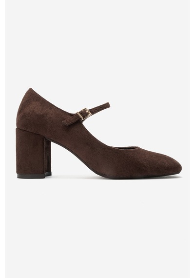 Luvi Shoes Nıcho Kahverengi Süet Kadın Kalın Topuklu Ayakkabı