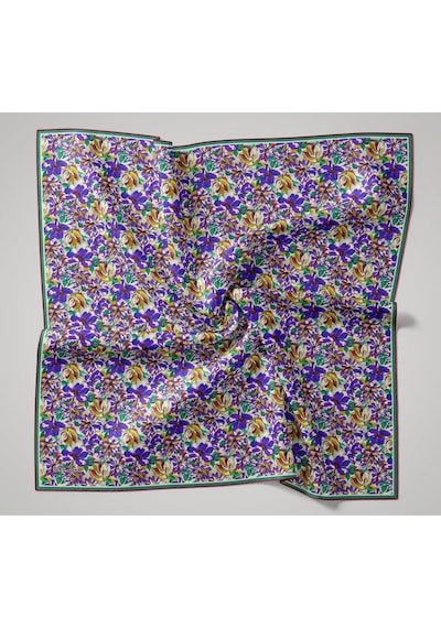 Silk Home Twill İpek Eşarp 11477-24 Ekru, Yağ Yeşili, Asit Yeşili, Bordo