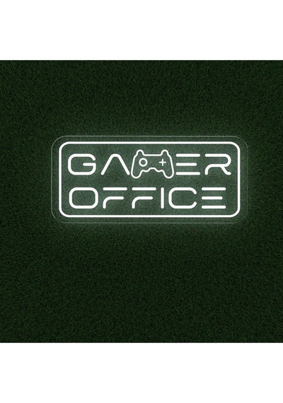 Gamer Offıce Yazılı Ve Şekilli Neon Tabela Beyaz