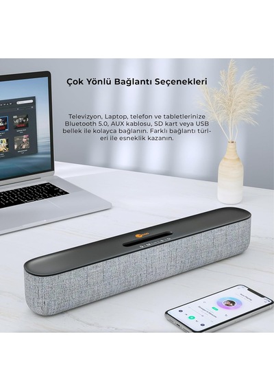 Ds108 Kablosuz Bluetooth 10w Soundbar Taşınabilir Stereo Hoparlör Beyaz
