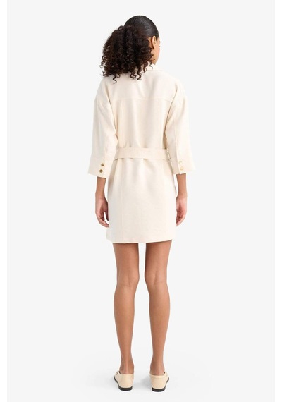 Defacto Regular Fit Uzun Kollu Mini Elbise F7347ax25aubg772 Bej