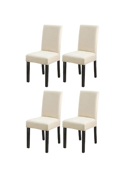 Bambu Nano Kumaş Likralı Sandalye Kılıfı Lastikli Yıkanabilir Esnek Sandalye Örtüsü 4'lü Set Krem Diğer