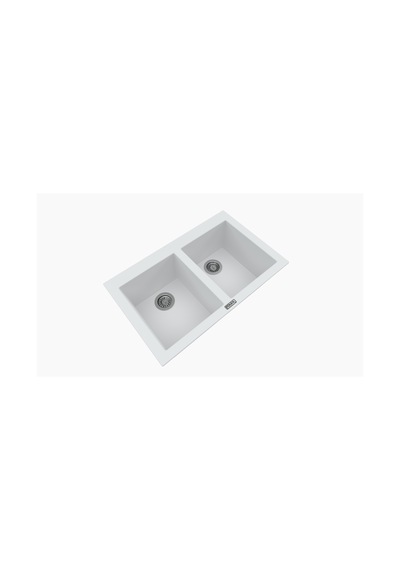 Polex Cristalüx Granit Evye P-2XLN Beyaz 2 Hazneli Tezgah Altı Ve Tezgah Üstü Mutfak Evyesi 80.5x51.5 CM