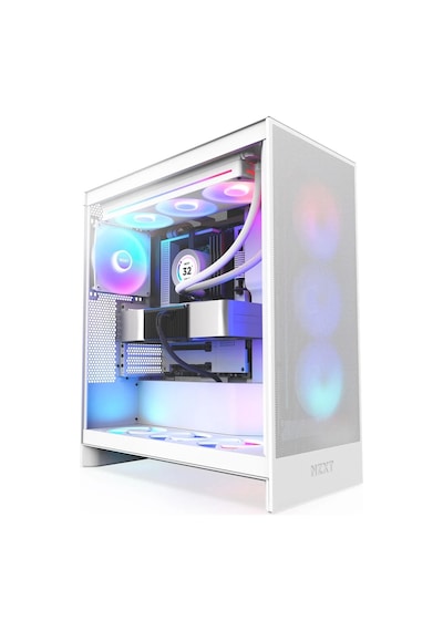 Nzxt H7 Flow 2024 CM-H72FW-R1 RGB Temperli Cam USB 3.2 ATX Mid Tower Kasa Nzxt H7 Flow 2024 CM-H72FW-R1 RGB Temperli Cam USB 3.2 ATX Mid Tower Kasa