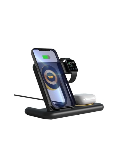 Buff Bl40 5in1 Telefon Watch Kulaklık Tutucu Kablosuz Led Işıklı Hızlı Şarj Standı Çok Renkli