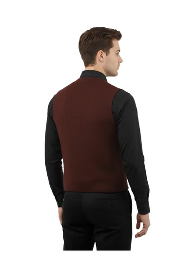 Çizgi Triko Erkek Düğmeli Yelek Cepsiz Çelik Örgü Klasik Kalıp 5211ls Bgl-st05018 Bordo