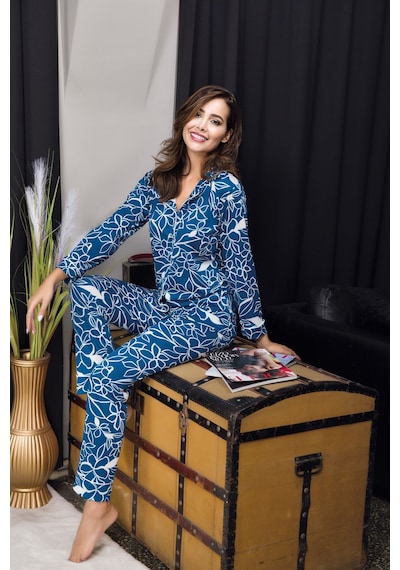 Bebekokusu Rahat Ve Şık Kadın Pijama - Mavi Mavi