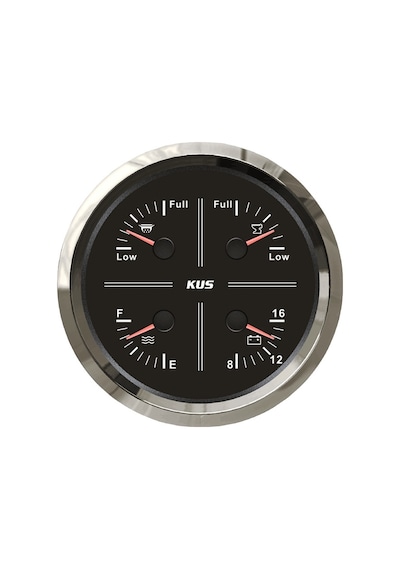 KUS 4'lü Temiz Su + Atık Su + Gri Su + 12V Voltmetre Göstergesi Siyah 111mm