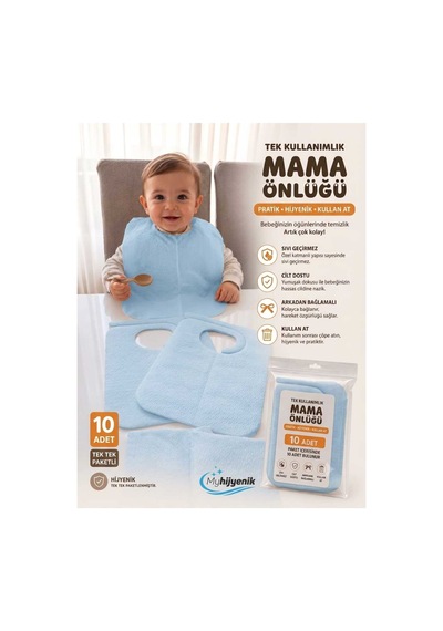 Bebek Mama Önlüğü Kullan At 2 10 20 Adet Mavi