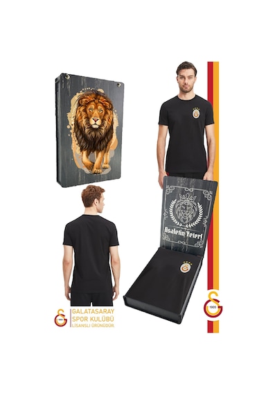 Galatasaray Lisanslı Siyah Basic T-shirt Gs Siyah Basic Ahşap Kutulu SIYAH Siyah
