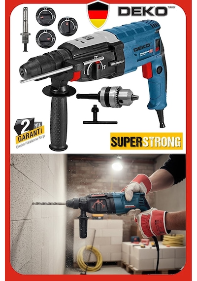 Deko DK2835 3000W Kırıcı Delici Matkap Hilti + Uç Seti