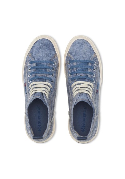 Superga 2573 Cotton Denim Destroyed Unisex Beyaz Bilekli Sneaker Siyah