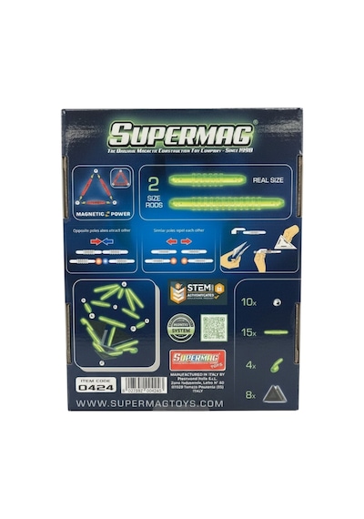 Supermag 37 Parça Fosforlu Manyetik Yapı Oyuncağı- Mıknatıslı Stem Seti