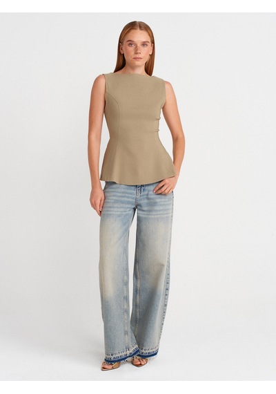 Dilvin 50281 Peplum Top-çağla Çağla