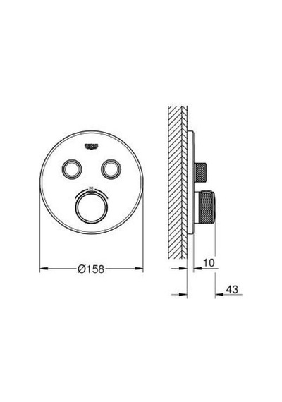 Grohe Grohtherm Smartcontrol Çift Valfli Akış Kontrollü Ankastre Termostatik Duş Bataryası - 29507KF0 Siyah