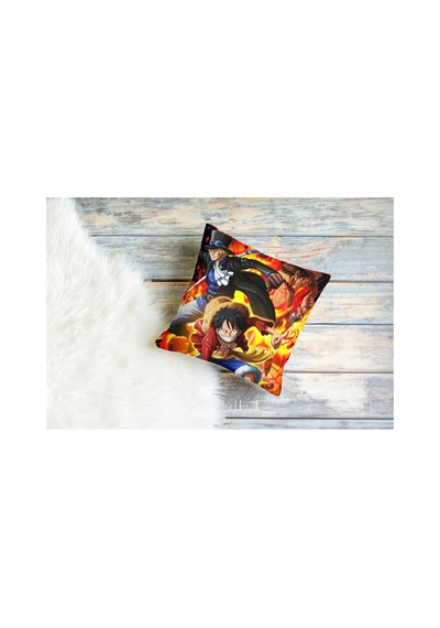 One Piece Luffy Desenli Kare Yastık Kılıfı Çok Renkli